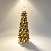 Figurine d'arbre de Noël en résine dorée style américain, étoile de sommet, ornement de table, décoration de Noël pour foyer, cheminée, bureau, fête