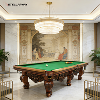 Mesa de Billar STELLARWAY Personalizada de Lujo, Tallada, de 7, 8 y 9 Pies, Estilo Europeo Clásico Marrón con Exquisitos Detalles Tallados a Mano