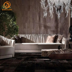 Canapé blanc moderne de luxe avec franges drapées/dossier décoratif plissé et base modulaire, canapé Art Déco haut de gamme pour hall d'hôtel - Product Image 1