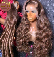Perruque en cheveux humains brun chocolat de 38-40 pouces, perruque frontale HD en dentelle 13x6, perruque ondulée transparente colorée pour femmes