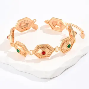 Atacado 18k Banhado A Ouro Cubic Zirconia Cobre Moda Jóias Personalizado Diamante Mulheres Pulseira