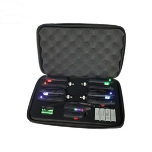 ชุดสัญญาณเตือนตกปลาแบบพกพาไร้สาย ABS ราคาโรงงาน กันน้ำ พร้อมไฟ LED หลายสี กล่อง PU รุ่น JZH-RF1118 ชุด 4+1 - Product Image 2