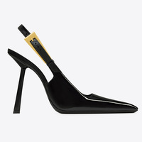 Nouvelles sandales slingback à talon haut et bout carré, style européen et américain, en cuir verni avec semelle en caoutchouc et intérieur en microfibre, collection été 2026