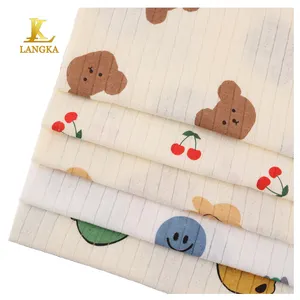 Langka personnalisé léger 100% jersey de coton 110 tissu jacquard tricoté imprimé gsm pour vêtements et tissus