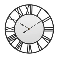 Horloge murale décorative en métal doré de luxe moderne de grande taille française de 60 cm avec miroir, pour la maison, le bureau, livraison directe DDP