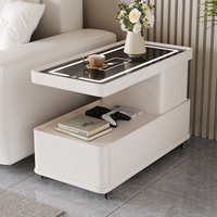 Table d'appoint carrée intelligente pour canapé, table basse moderne pour chambre à coucher, table mobile pour petit appartement, en bois et verre, avec rangement, réglable, écologique, ensemble