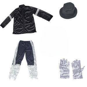 キッズボーイズ 80年代 ヒップホップ ステージ マイケル・ジャクソン コスチューム それに合う帽子と手袋付き CARR-034 - Product Image 6