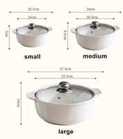 Ensemble de bols à soupe en céramique de grande taille, 3 pièces, deux poignées, couvercle en verre, design haut de gamme, compatible gaz et induction, capacité extra-large, usage domestique et commercial