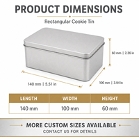 Caja Rectangular Personalizada para Galletas con Tapa, 140x100x60mm, Envase de Hojalata Apto para Alimentos, para Regalos de Panadería, Venta al Por Mayor