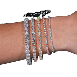 Bracelet Chaîne Tennis en Argent Sterling 925 de Haute Qualité avec Moissanite, 2mm-6.5mm, Style Hip Hop, Passe le Testeur de Diamant - Product Image 1