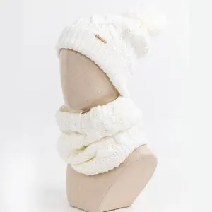 Unisex donna donna beanie sciarpa inverno set cross knit cable design cappello cap scaldacollo in pile addensare strati snood hat bonnet