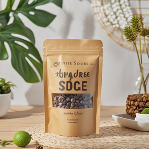 定制徽标印刷可重新密封的拉链螺母包装袋食品牛皮纸，带窗口直立袋 - Product Image 1