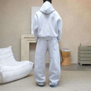 Sweat-shirt et pantalon de survêtement surdimensionnés en coton 100% lourd avec logo personnalisé, style ample et décontracté pour hommes - Product Image 5