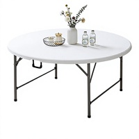 Table à manger pliante de 15 pieds, style moderne minimaliste, structure en fer, table pliante multifonctionnelle en polyéthylène pour l'extérieur, pour la maison et les petits espaces
