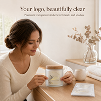 Autocollant en vinyle transparent personnalisé avec logo, adhésif imperméable en rouleau, pour emballage cosmétique de luxe, fruits, maïs, cadeaux, avec perforation