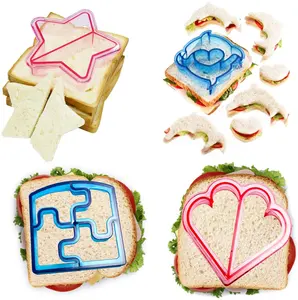 Sandwich e taglia pane forme per bambini Mini stampini per biscotti in acciaio inossidabile Set di sigillanti per timbri di frutta e verdura e cibo