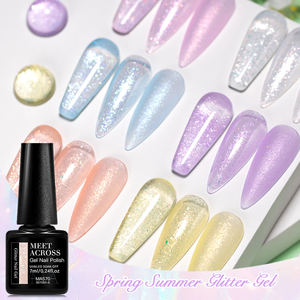 MEET ACROSS 7ml Semi-Transparent <span class=keywords><strong>Macaron</strong></span> Couleur Soak Off Nail Art Gel Vernis <span class=keywords><strong>pour</strong></span> Manucure Paillettes Paillettes Gel Vernis À <span class=keywords><strong>Ongles</strong></span> - Product Image 3