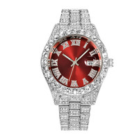 Montres de Luxe Personnalisées Bling Hip Hop Entièrement Serties Argent Or Cadran Bleu Quartz Diamant Montres Hommes Poignet YT051
