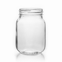 Pot de conserve carré rond de 16 oz de qualité alimentaire avec couvercle hermétique pour le miel et la conservation des aliments