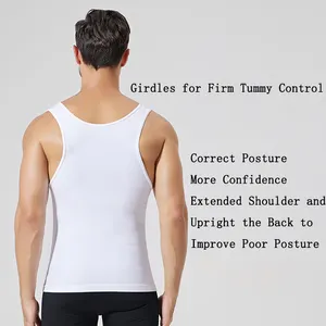 Hot Selling Cheap White T-shirt Body Shaper Compression Underwear Vest Abdomen Slim Fit Shapewear Vest Belly Corset For Men