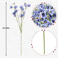 Bouquet de fleurs artificielles bleues mélangées Cosmos, marguerites en plastique, tiges florales pour arrangements de mariage, décoration de table et de maison, vente en gros
