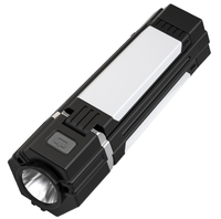 Lampe LED portable de camping avec batterie lithium rechargeable, étanche IP55, lumière du jour 5000K, intensité réglable et chargeur mobile