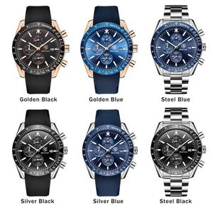 Montres pour hommes BENYAR 5140, marque tendance, bracelet en silicone, étanche, sport, chronographe, or rose, montre pour hommes étanche - Product Image 6