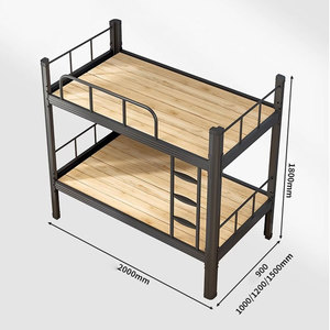 Dormitorio Queen Size Buena calidad Loft Bed Hostel Literas de metal para adultos con escaleras - Product Image 5
