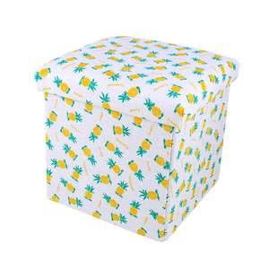 Repose-pieds ottoman avec boîte de rangement, pliable, cube de rangement pour jouets, repose-pieds en tissu japonais pour chambre à coucher - Product Image 6