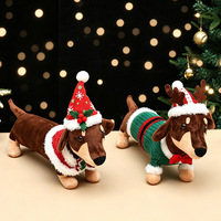 Ornement de Noël créatif en peluche chien saucisse, figurine festive en peluche, décoration de table de Noël pour la maison