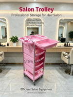 Chariot de Salon à 6 Niveaux, Chariot Roulant 1 Pièce, Valise de Maquillage, Support de Rangement pour Coiffure, pour Salon de Manucure, Spa, Barbier, Magasin