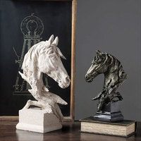 Décoration de bureau moderne pour la maison, sculpture d'animal en résine personnalisée, taille réelle, statue de tête de cheval en résine dorée vintage