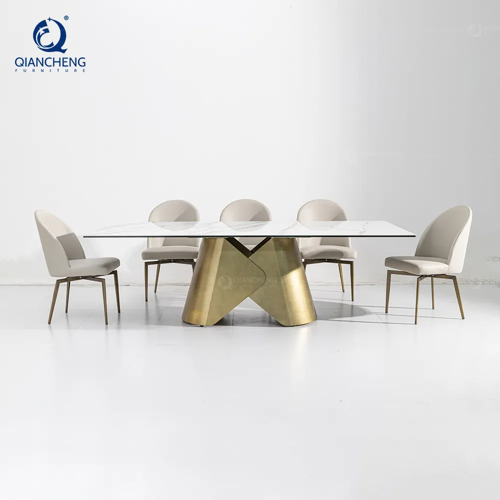 Mesa de comedor moderna y grande, conjunto de mesas de comedor de mármol, conjunto de comedor nórdico moderno y combinación de sillas