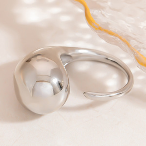Bague Goutte d'Eau Géométrique en Acier Inoxydable, Ouverte, Minimaliste, Unisexe, Idée Cadeau - Product Image 3