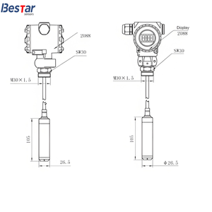 جهاز إرسال مستوى السوائل الصناعي الغاطس 220 فولت مع شاشة LCD، مستشعر مستوى السوائل من 0-200 متر لخزانات المياه والديزل، 4-20 مللي أمبير - Product Image 3
