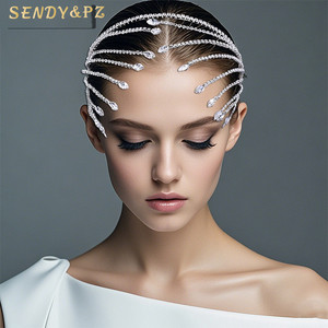 Serre-tête de luxe vert éclatant en forme de <span class=keywords><strong>couronne</strong></span>, orné de diamants étincelants, en alliage, pour mariée, accessoires de fête de mariage - Product Image 1