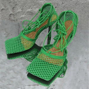2025 European &American Fashion Sandals Mesh Breathable <b>square</b> <b>Headband</b> Women's High Heels Size 35-42 <b>Square</b> Head Women's Hig - Product Image 1