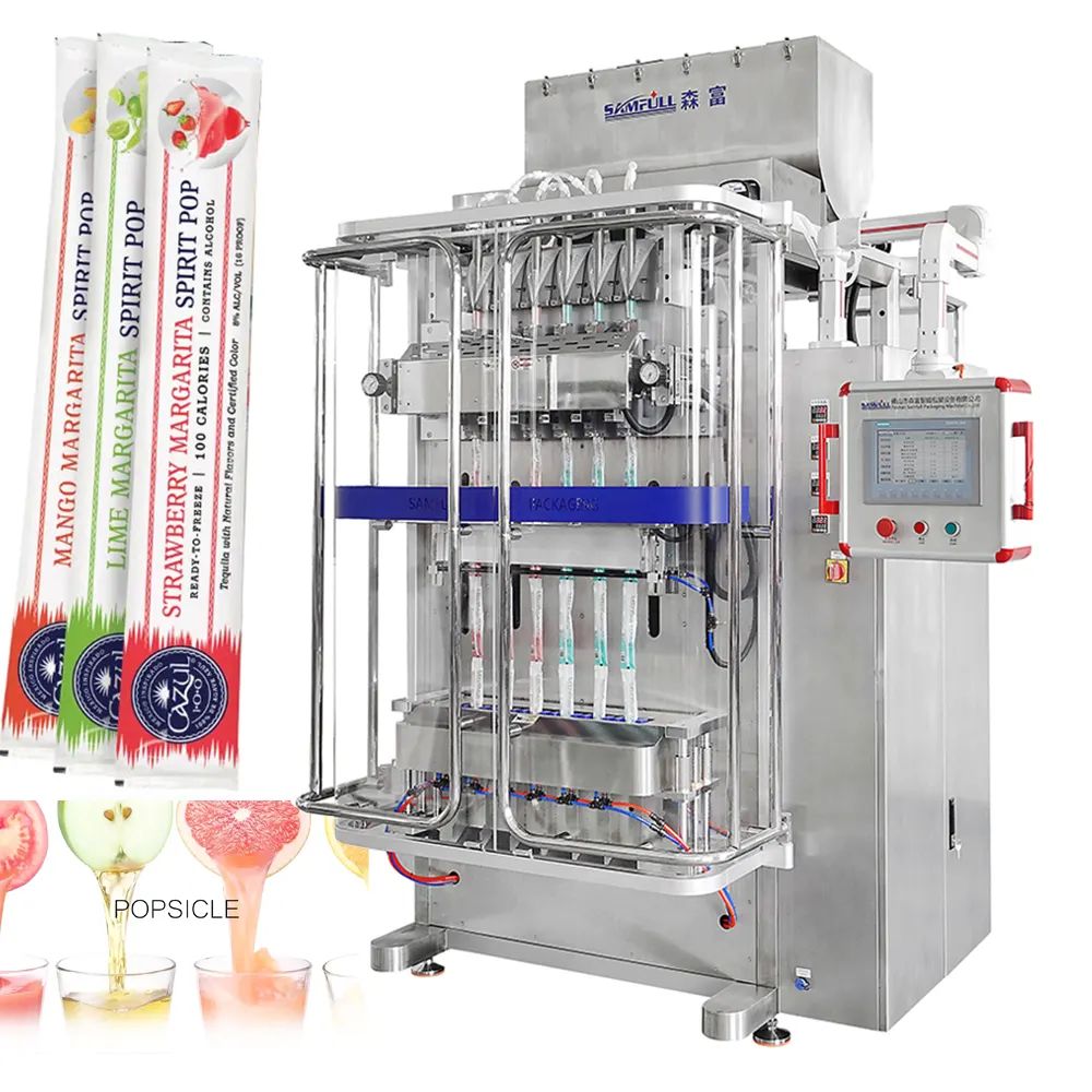 Máquina automática de envasado de paletas de hielo de varios carriles, 10g, 20g, 50g, 6 carriles, 8 carriles, máquina de llenado y envasado de jugo de bolsitas