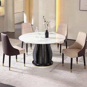 Ánh sáng sang trọng tự nhiên supercrystalline đá bảng với bàn xoay cao cấp hiện đại Thiết kế rắn gỗ bàn tròn - Product Image 3