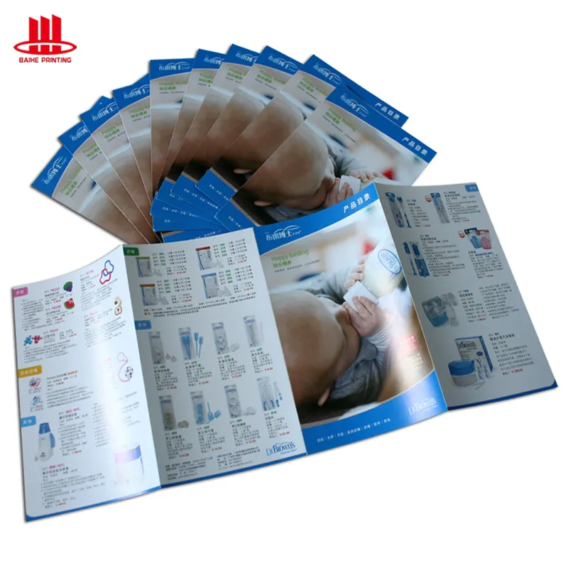 In offset Brochure UV in ấn Giấy hộp carton OEM tùy chỉnh kích thước có thể gập lại khuyến mãi Flyer và tiếp thị in ấn tờ rơi