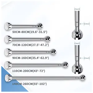 맞춤형 샤워 커튼로드 확장 스테인레스 스틸 욕실 커튼 레일 장력 커튼 레일