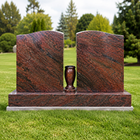 Prix compétitif, vente en gros : Pierre tombale en granit rouge irisé au design unique, pierre tombale en granit, pierre commémorative en granit, mausolées de cimetière en granit