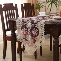 Nappe en polyester tissé brodé de haute qualité avec des fleurs en dentelle, motif crochet, prix de gros pour les dîners, les mariages et les fêtes