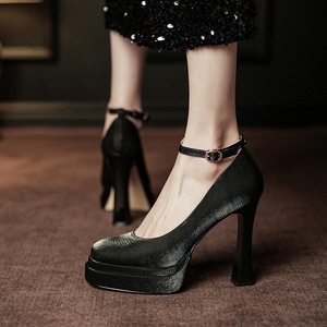 Mary Jane Pumps Round Toe Ankle Strap Block Heel Super High 8cm Up Satin Lining <b>Height</b> <b>Increasing</b> Wedding <b>Shoes</b> Y9595-3 - Product Image 3