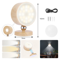 Applique murale LED magnétique couleur bois avec batterie rechargeable pour chambre et salon avec commande tactile