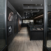 Lemari Display Ponsel & Jam Tangan Modern dari Baja Anti Karat & Kaca, Putar, dengan Lampu LED untuk Kios Periklanan Showroom