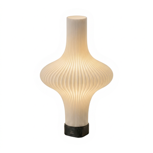 Cream Pleated <b>Small</b> Battery Operated Modern Ribbed <b>Bedside</b> Desk Light USB Rechargeable Decorative <b>Lamp</b> for Bedroom Living Room - Product Image 1