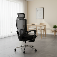 Chaise de bureau ergonomique pivotante à dossier haut en maille, réglable, avec repose-pieds et soutien lombaire, pour poste de travail exécutif