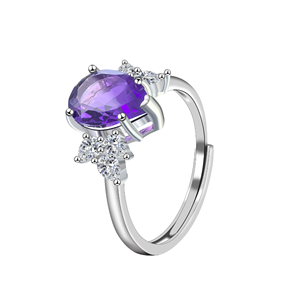 For Fashion Design Wedding Gemstone <b>Ring</b> <b>925</b> Sterling <b>Silver</b> Elegant Classic Amethyst for Women Fine Gift - Product Image 1