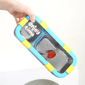 Students 3 Grids Leakproof Foldable Portable Picnic <b>Tiffin</b> Food Container Stainless Steel Vacuum Insulated Thermos Lunch <b>Box</b> - Product Image 3